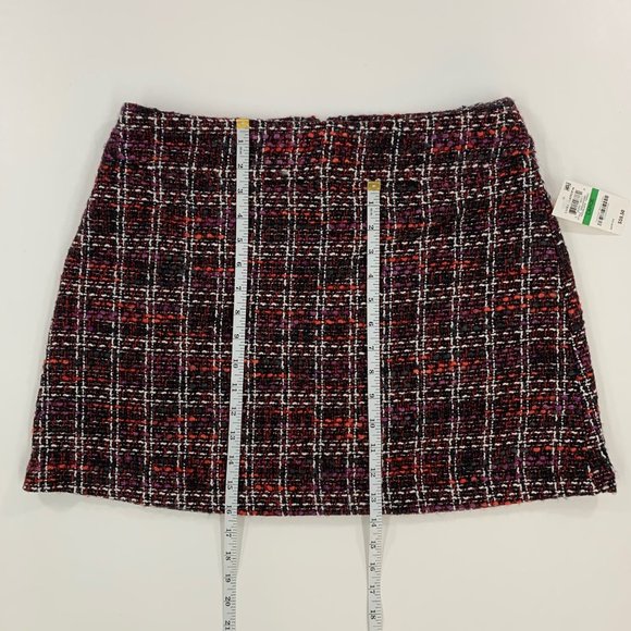 Maison Jules Women's L Skirt Mini Tweed A-Line Skirt Black Plaid Multi L - Picture 4 of 8